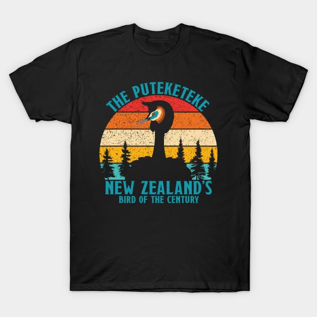 Funny Puteketeke New Zealand's Bird Of The Century Vintage T-Shirt by rhazi mode plagget